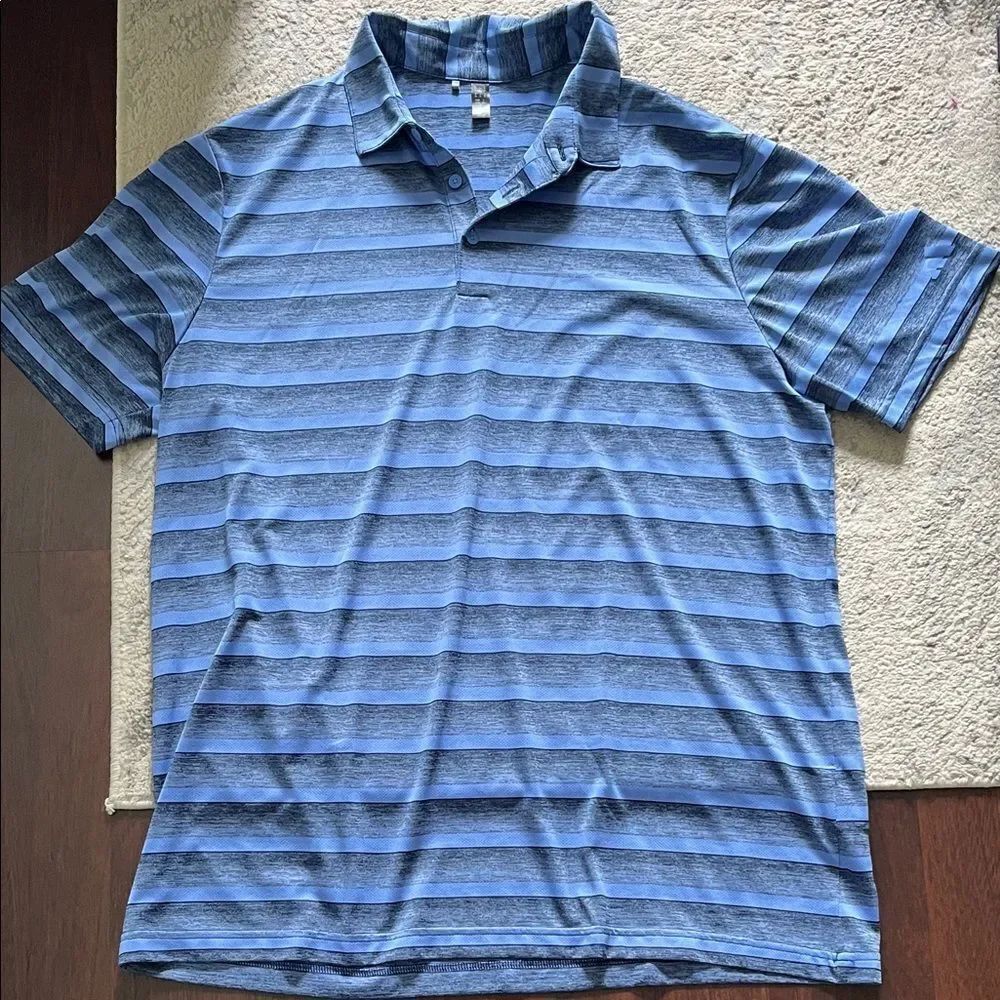 Blue Striped Men's Adidas Polo Shirt